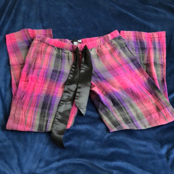 Fox Pants - Fox Head Pajama Pants Plaid Size Medium GUC